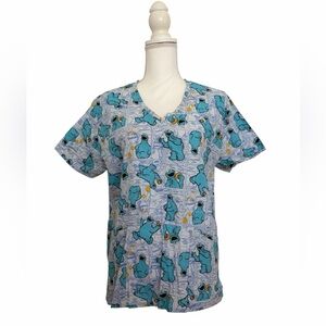 Sesame Street Cookie Monster Nursing Medical Scrub Top Women’s Medium